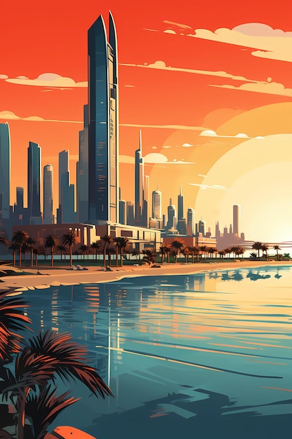 Illustration of the beautiful city of Abu Dhabi United Arab Emirates