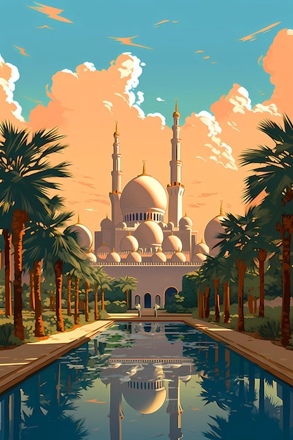 Illustration of the beautiful city of Abu Dhabi United Arab Emirates