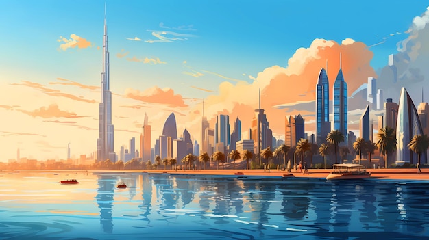 Illustration of the beautiful city of Dubai United Arab Emirates