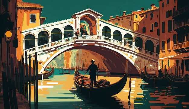 Photo illustration of the beautiful city of venice city of gondoliers bridges carnivals and love italy