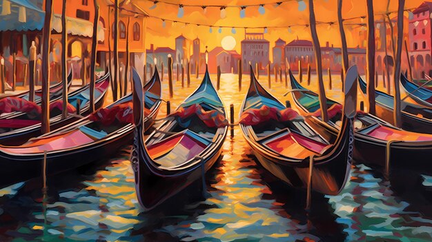 Photo illustration of the beautiful city of venice city of gondoliers bridges carnivals and love italy