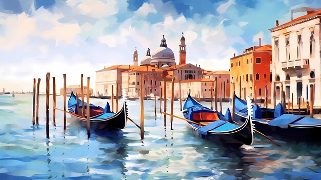 Photo illustration of the beautiful city of venice city of gondoliers bridges carnivals and love italy