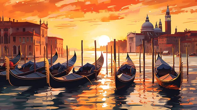 Photo illustration of the beautiful city of venice city of gondoliers bridges carnivals and love italy