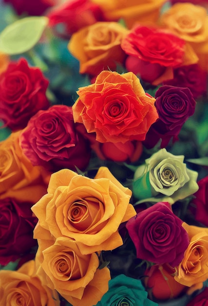 Illustration of beautiful colorful roses colorful roses background