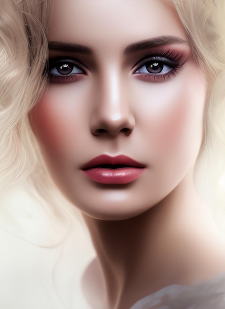 Illustration of a beautiful girl. Conceptual closeup of an painting. Beautiful woman painting.