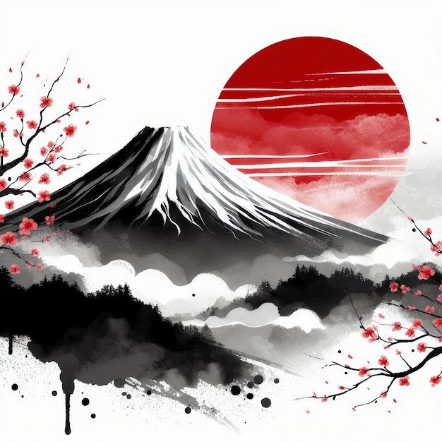 Illustration of beautiful mount fuji for showa day celebration