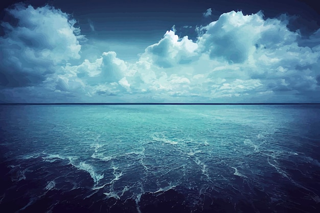 Illustration of the Beautiful sky and clouds at the seashore cloudy day