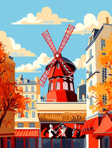 Illustration of beautiful view of the city of Paris France