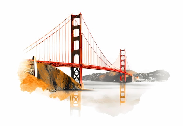 Illustration of a beautiful view of the Golden Gate Bridge USA