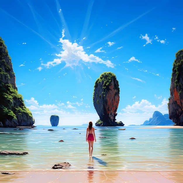 Photo illustration of a beautiful view of james bond island thailand