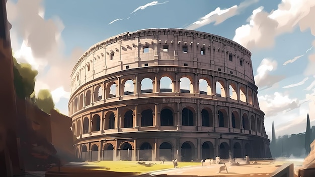 Illustration of beautiful view of Rome Italy