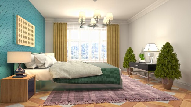 Illustration of the bedroom interior