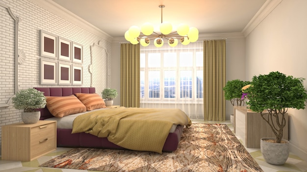 Illustration of the bedroom interior