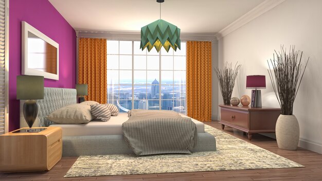 Illustration of the bedroom interior