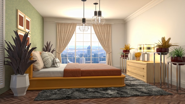 Illustration of the bedroom interior