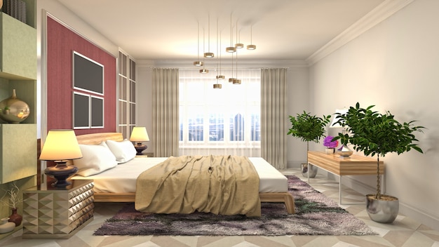 Illustration of the bedroom interior