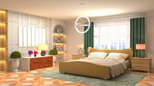 Illustration of the bedroom interior