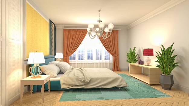 Illustration of the bedroom interior