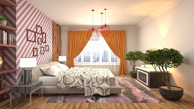 Illustration of the bedroom interior