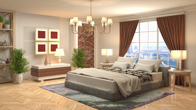 Illustration of the bedroom interior