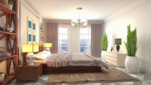 Illustration of the bedroom interior