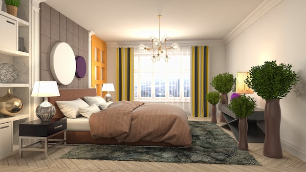 Illustration of the bedroom interior