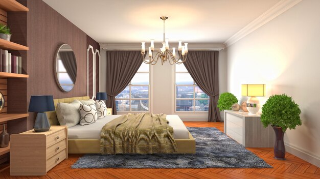 Illustration of the bedroom interior