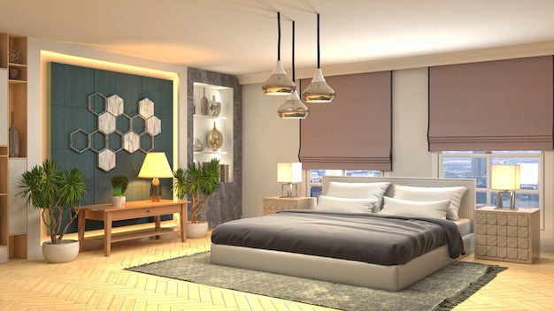 Illustration of the bedroom interior