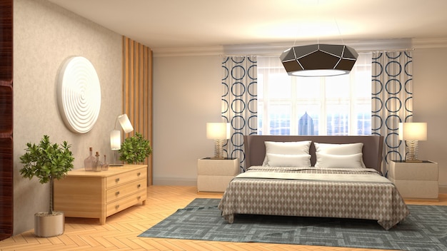 Illustration of the bedroom interior