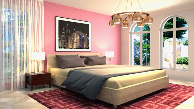 Illustration of the bedroom interior