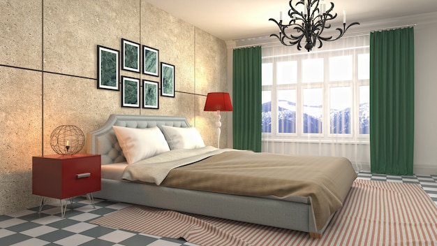 Illustration of the bedroom interior