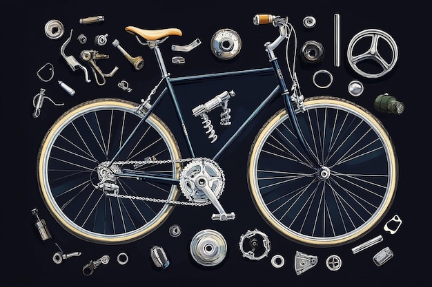 Photo illustration of bicycle parts