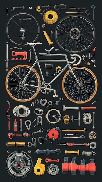 Photo illustration of bicycle parts