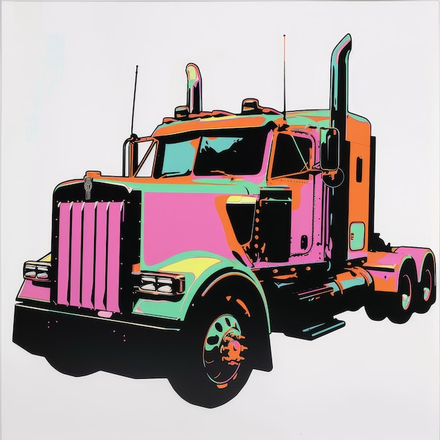 illustration of a big monster truck on a white background with shadow