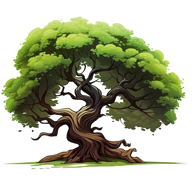 Illustration of a big old tree on a white background vector