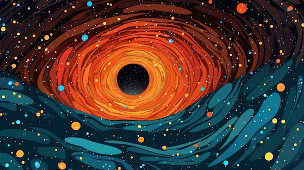 Illustration of a black hole in the sky with many small dots generative ai