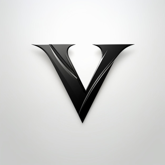 illustration a black label logo with the letter V in the foreground on a white background