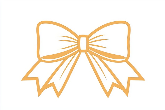 Photo an illustration of a black linear sketch of a ribbon bow with a white background in continuous line art style