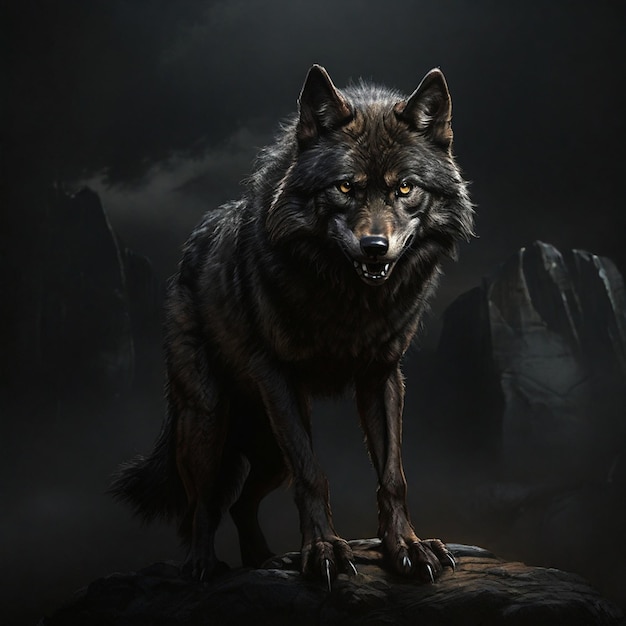 A illustration of black wolf