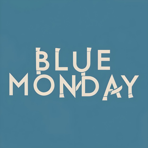 Illustration of a blue background with the words BLUE MONDAY