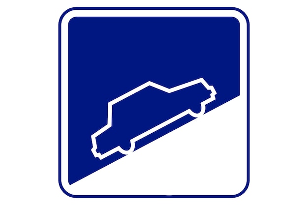 Illustration of a blue steep street sign