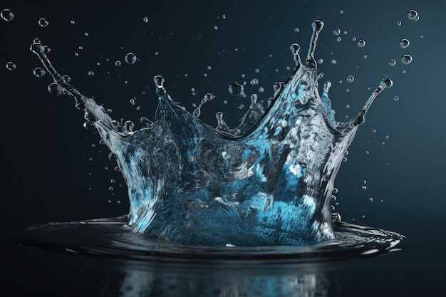 Illustration of blue water splash on black background Generative AI