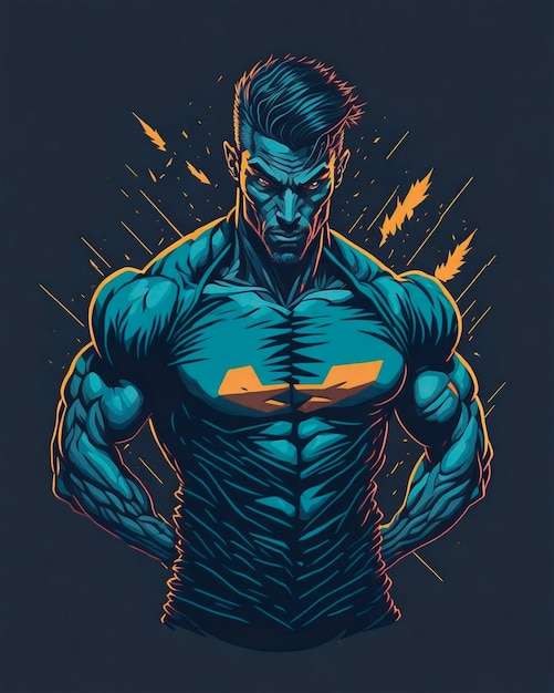 Illustration of a Bodybuilder Posing