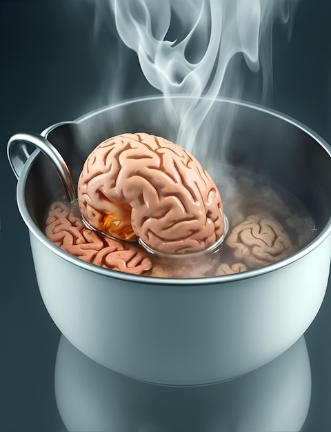 illustration of boiling the human brain