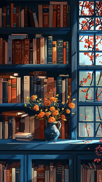 Photo illustration of a bookshelf