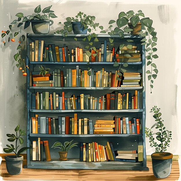 Photo illustration of a bookshelf