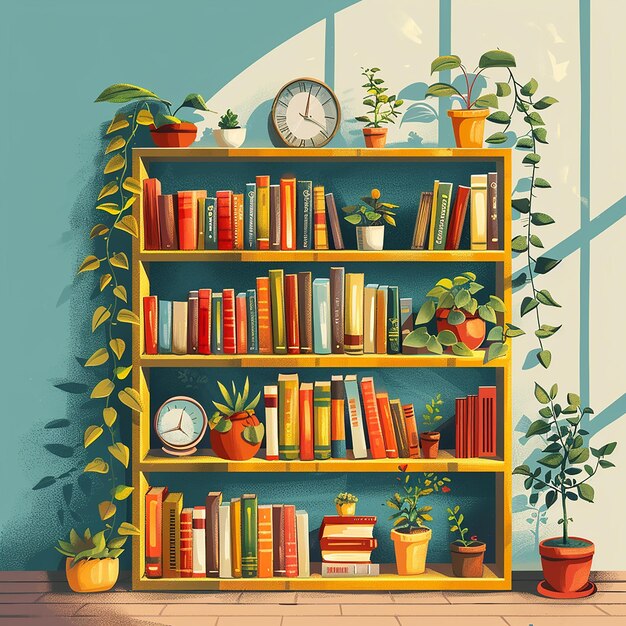 Photo illustration of a bookshelf