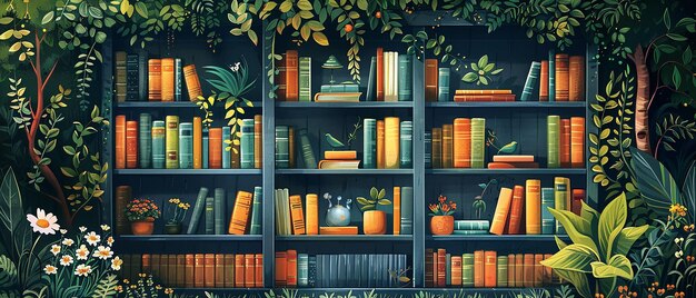 Photo illustration of a bookshelf