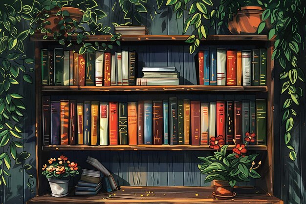 Photo illustration of a bookshelf