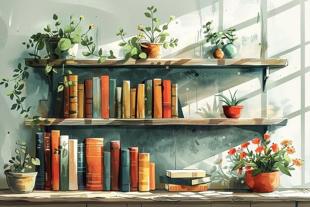 Photo illustration of a bookshelf